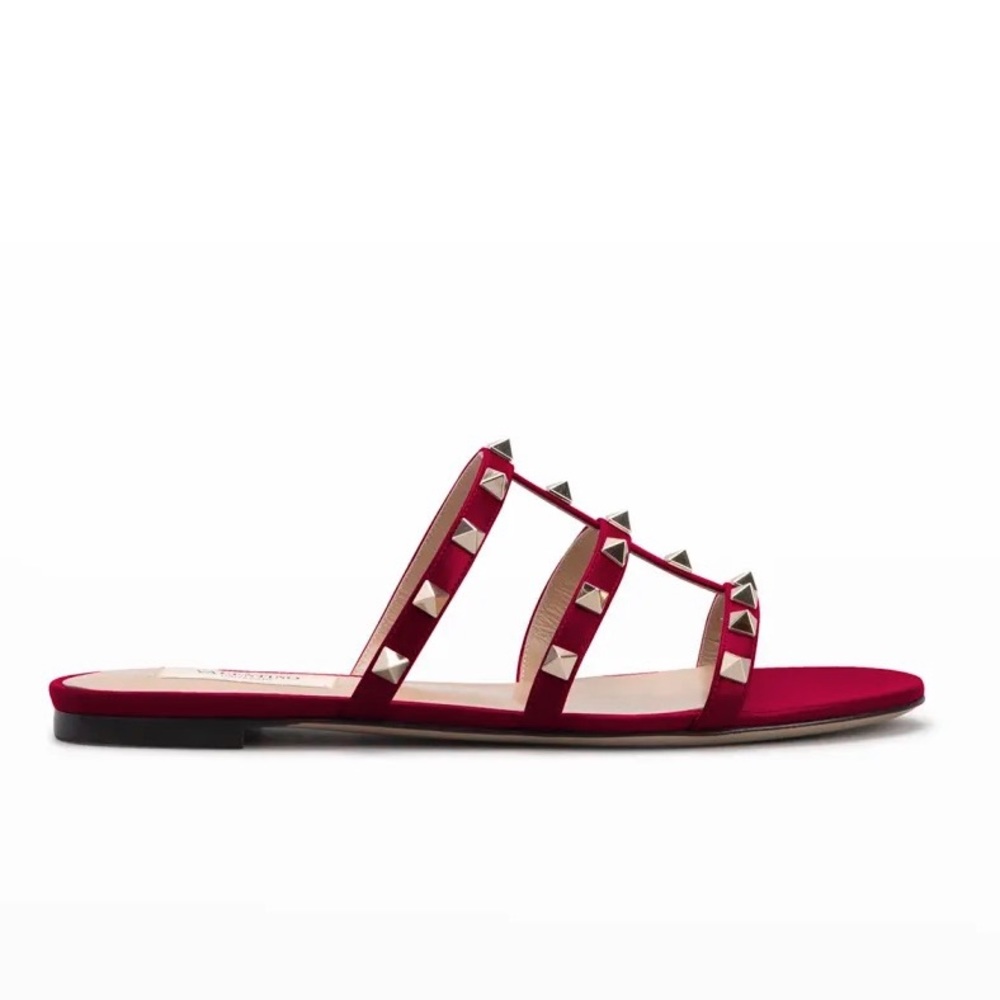 100% Authentic NWT Valentino Garavani Rockstud Caged Calfskin Flat Sandals